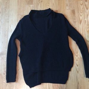 Black Cut Out Collar Sweater